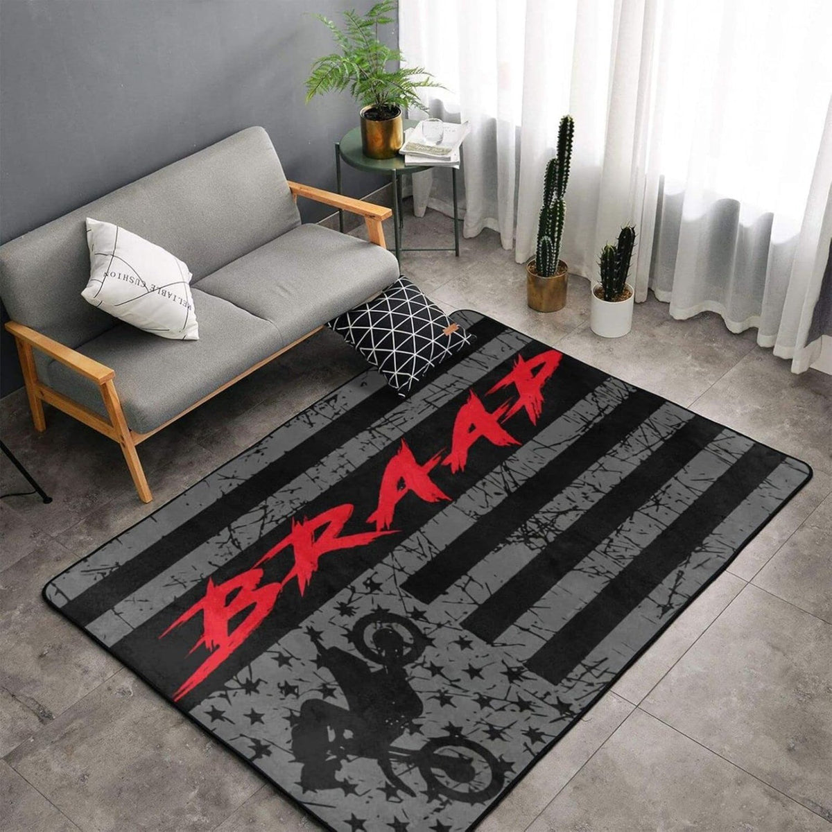 60x39'' Motocross Dirt Bike American Flag Area Rugs Anti-Slip Door Mat