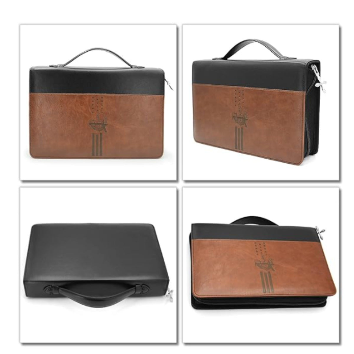 Bible Cover Bag for Man & Women Leather Bible Case with Handle Pockets Zipper