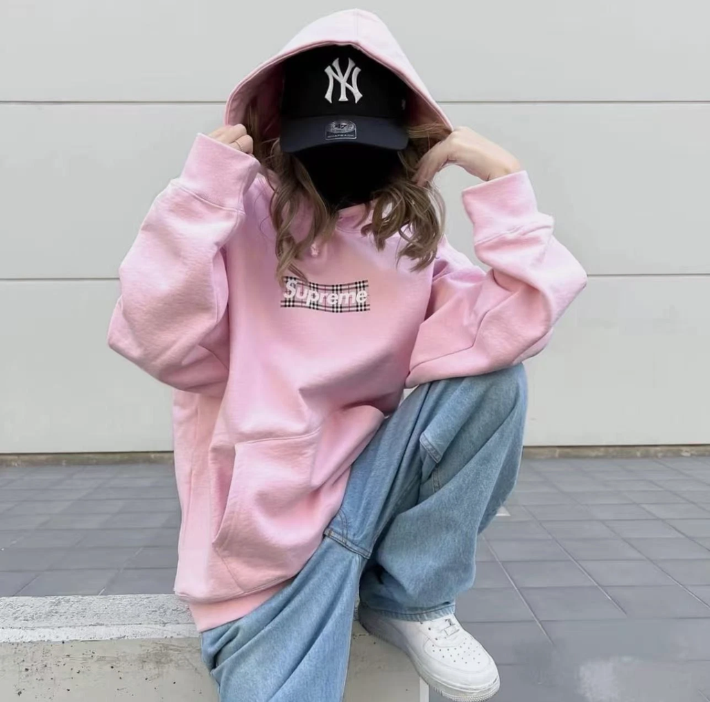 Supreme x Burberry Box Logo Hooded Sweatshirt 'Light Pink'