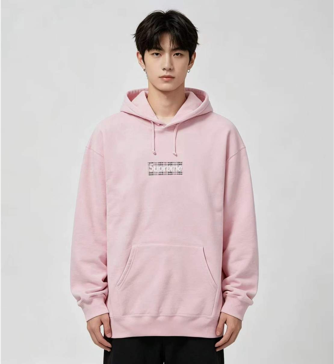 Supreme x Burberry Box Logo Hooded Sweatshirt 'Light Pink'