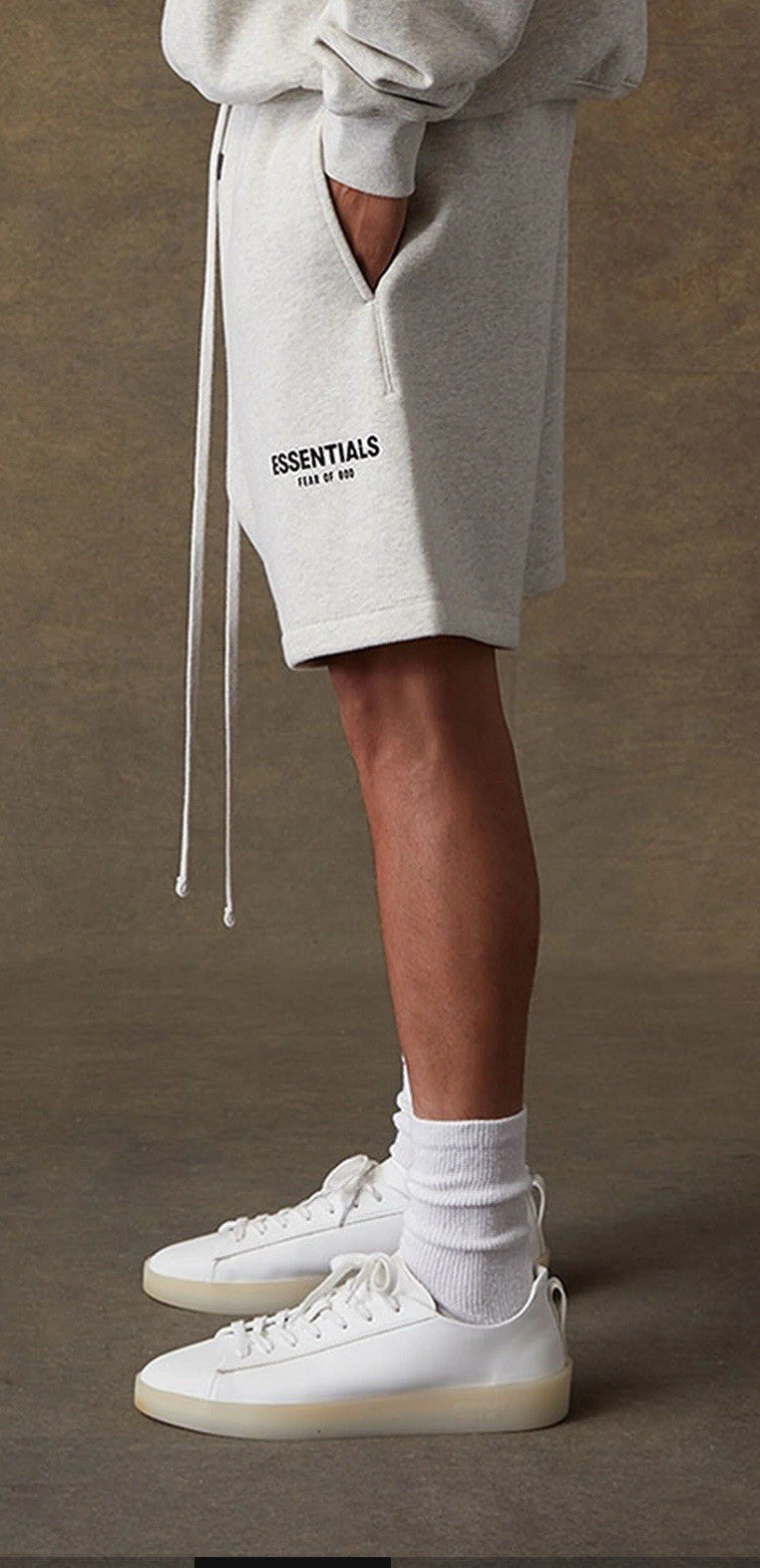 Fear of God Essentials Light Oatmeal Sweat Shorts (160BT212012F)