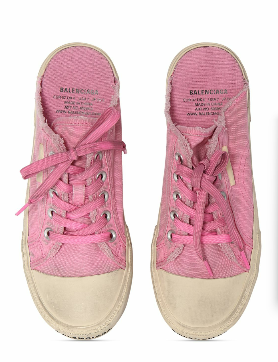 Pink Canvas Lace-Up Sneakers
