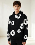 Denim Tears Cotton Wreath Black Hoodie 100% Cotton Floral Print Pullover