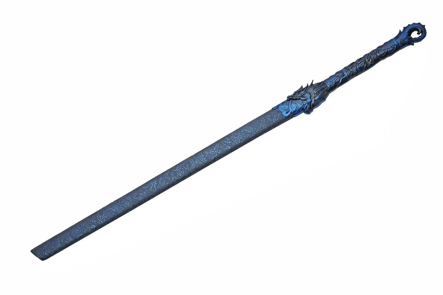 Blue Guardian Dragon Sword Katana Metal Decorative Fantasy Samurai