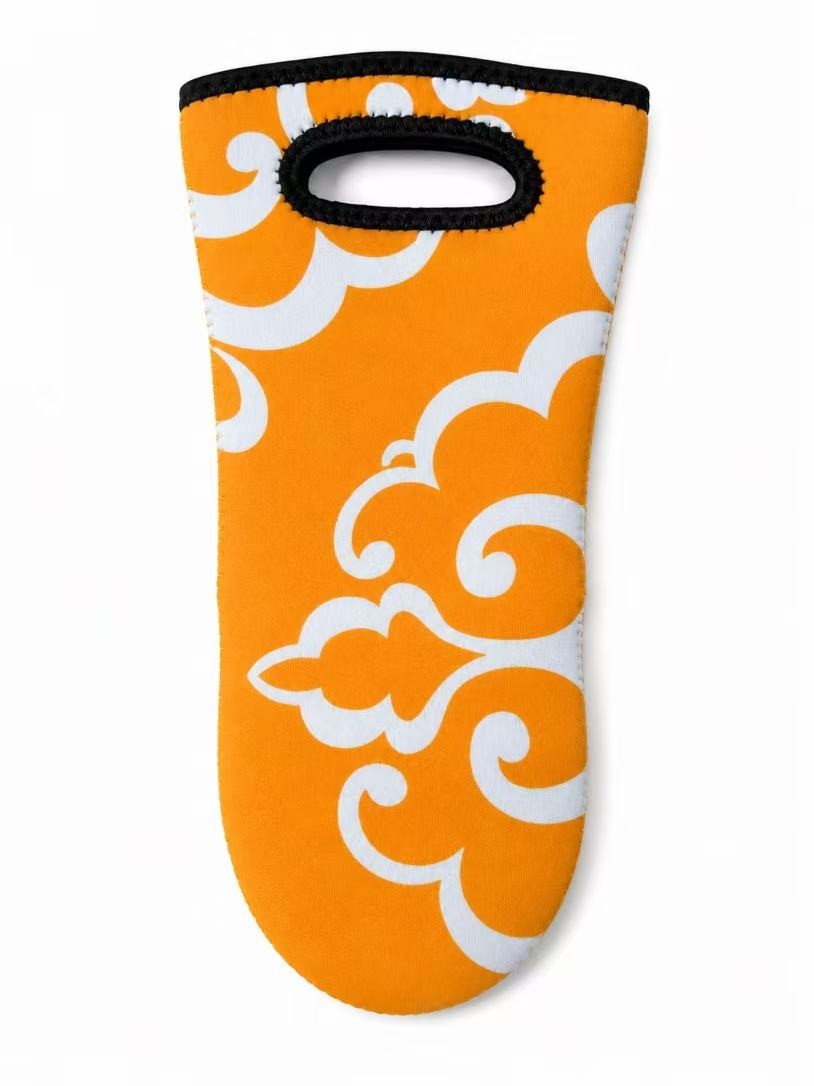 Kitchen Essentials 2 Pack Neoprene Oven Mitts Heat Resistant 500°F Orange Scroll