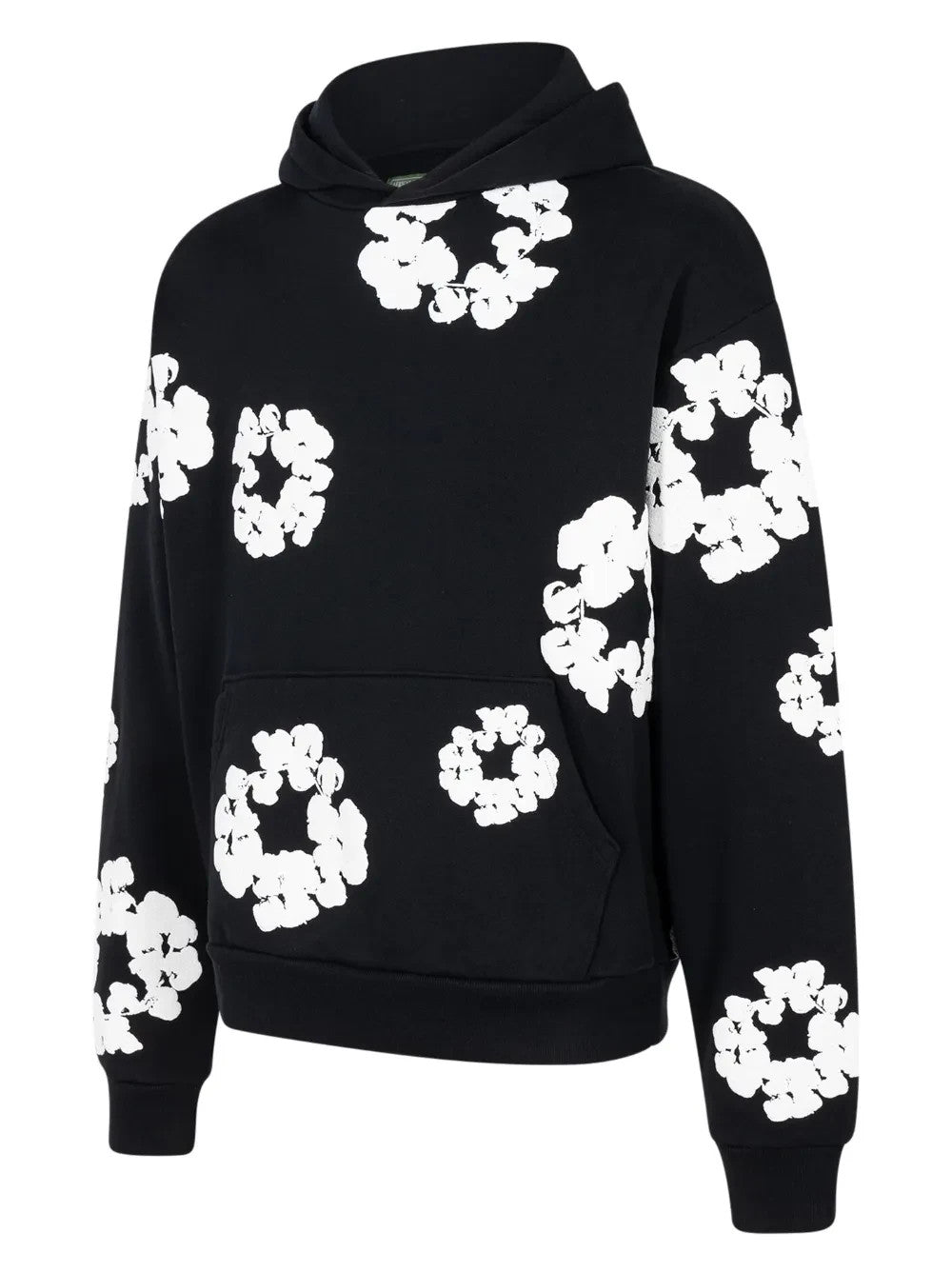 Denim Tears Cotton Wreath Black Hoodie 100% Cotton Floral Print Pullover