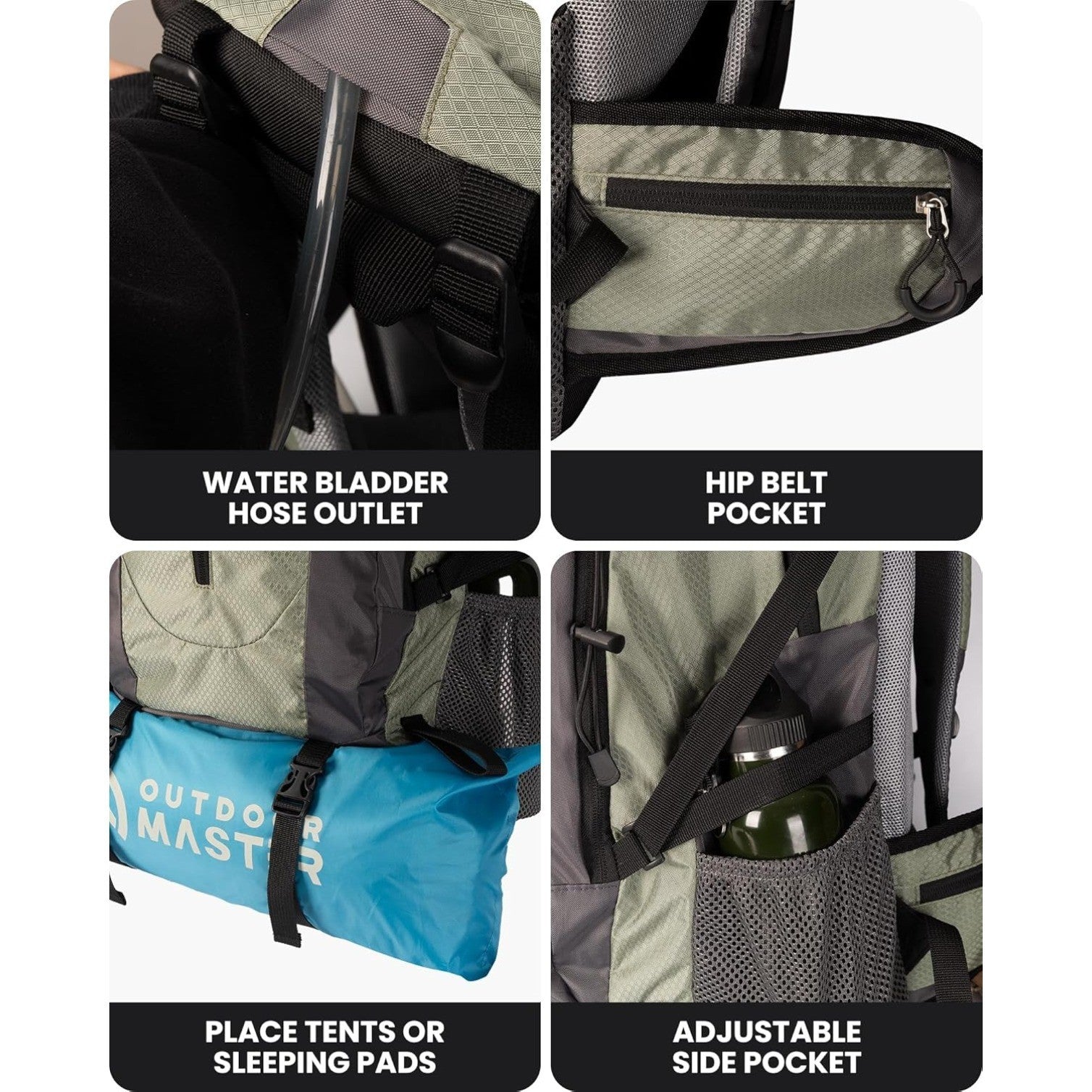 50L Hiking Backpack with High Strength Aluminum Support, with Rain Cover