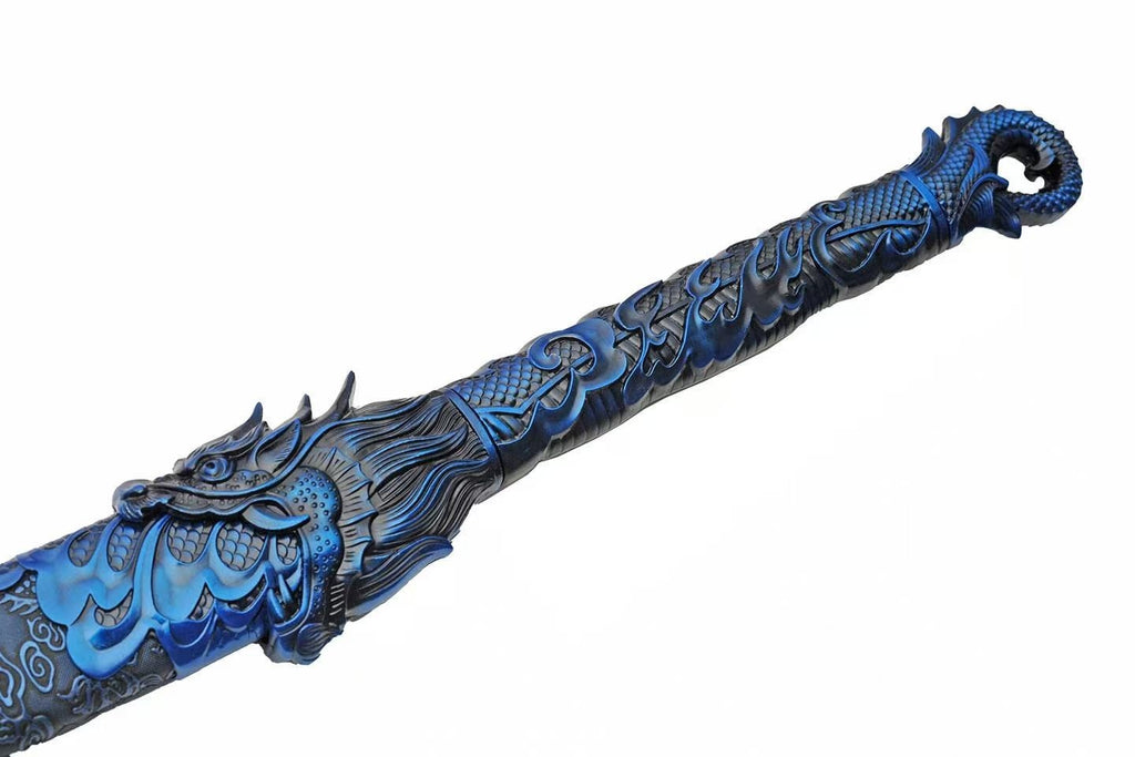 Blue Guardian Dragon Sword Katana Metal Decorative Fantasy Samurai