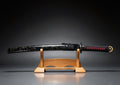 Japanese Katana Sword, 30-Inch Decorative Samurai Sword with Black Scabbard, Red