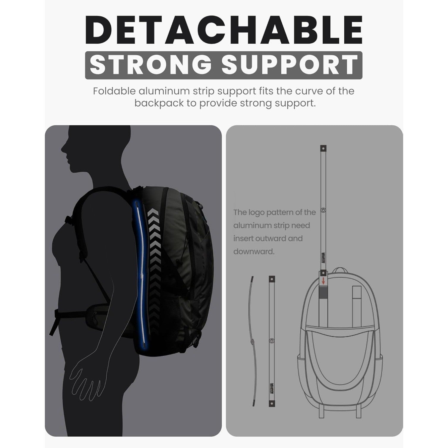 50L Hiking Backpack with High Strength Aluminum Support, with Rain Cover