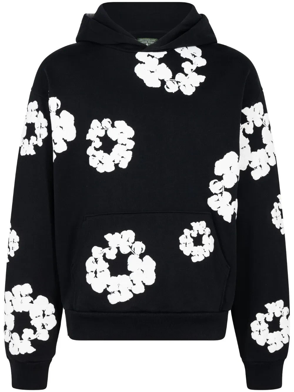 Denim Tears Cotton Wreath Black Hoodie 100% Cotton Floral Print Pullover