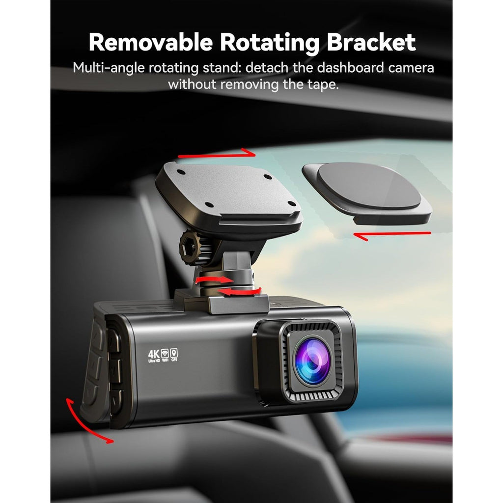 F7N Pro 4K Dash Cam Front and Rear, 2 Sensor, 4K/2.5K+1080P Dual Dash Camera