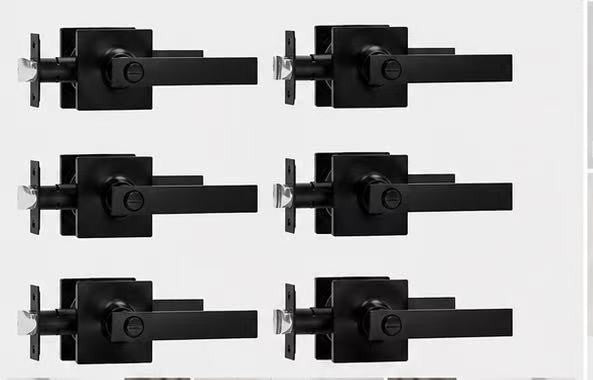 Privacy Door Levers Set Brushed Matte Black Keyless Interior Door Handle