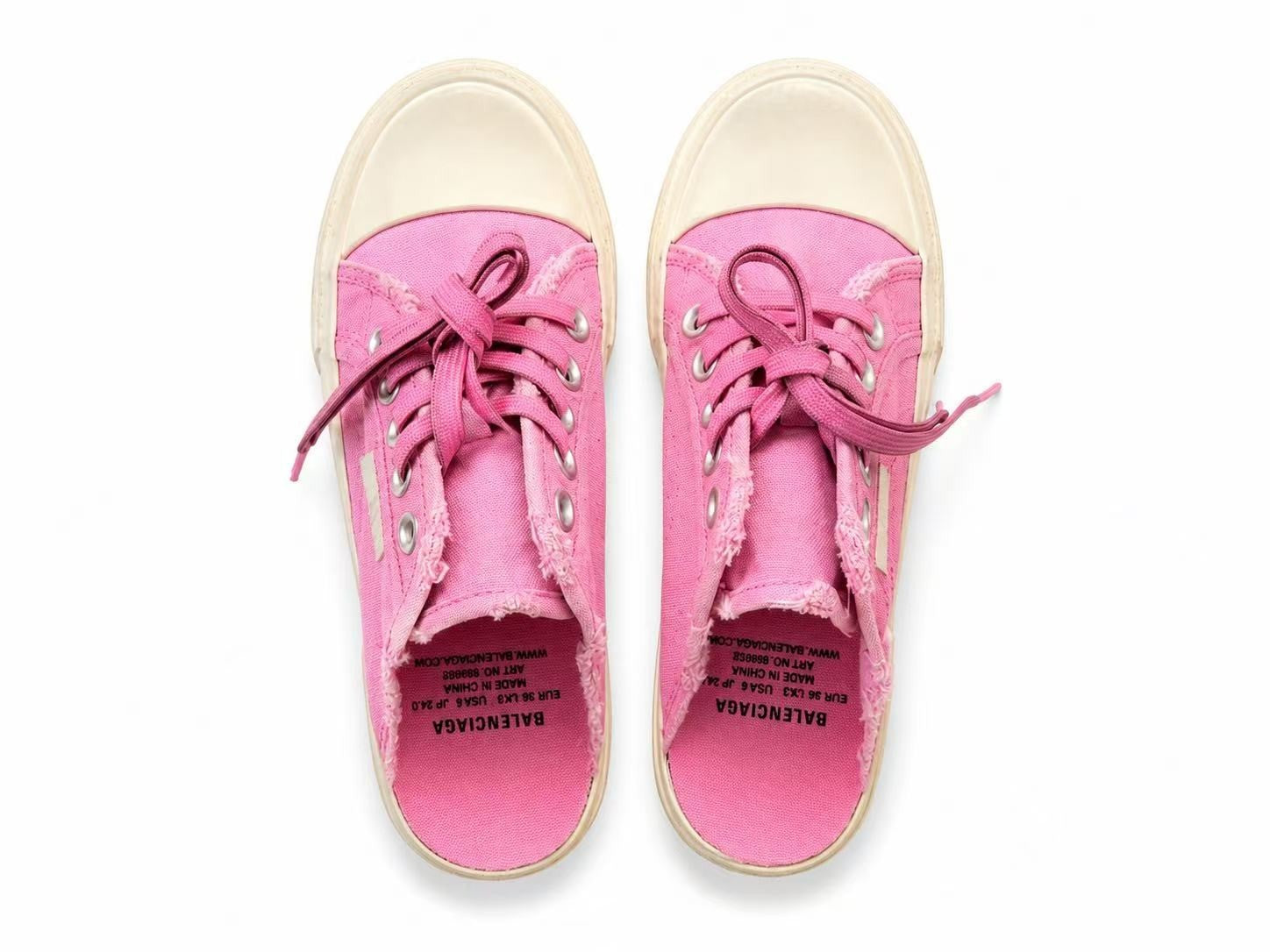 Pink Canvas Lace-Up Sneakers