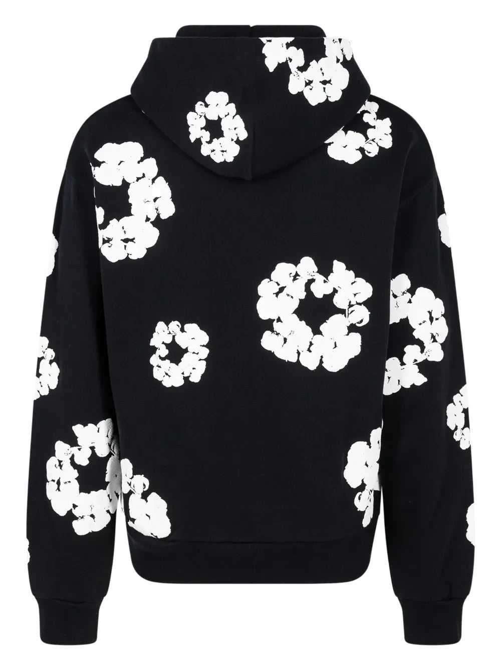 Denim Tears Cotton Wreath Black Hoodie 100% Cotton Floral Print Pullover