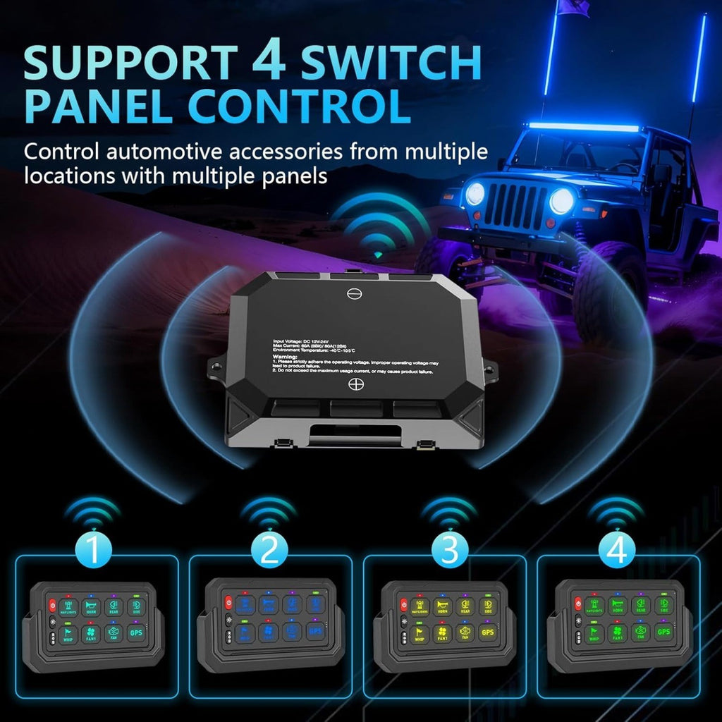 8 Gang RGB Wireless Switch Panel, Remote Control Up to 100 m, Backlight