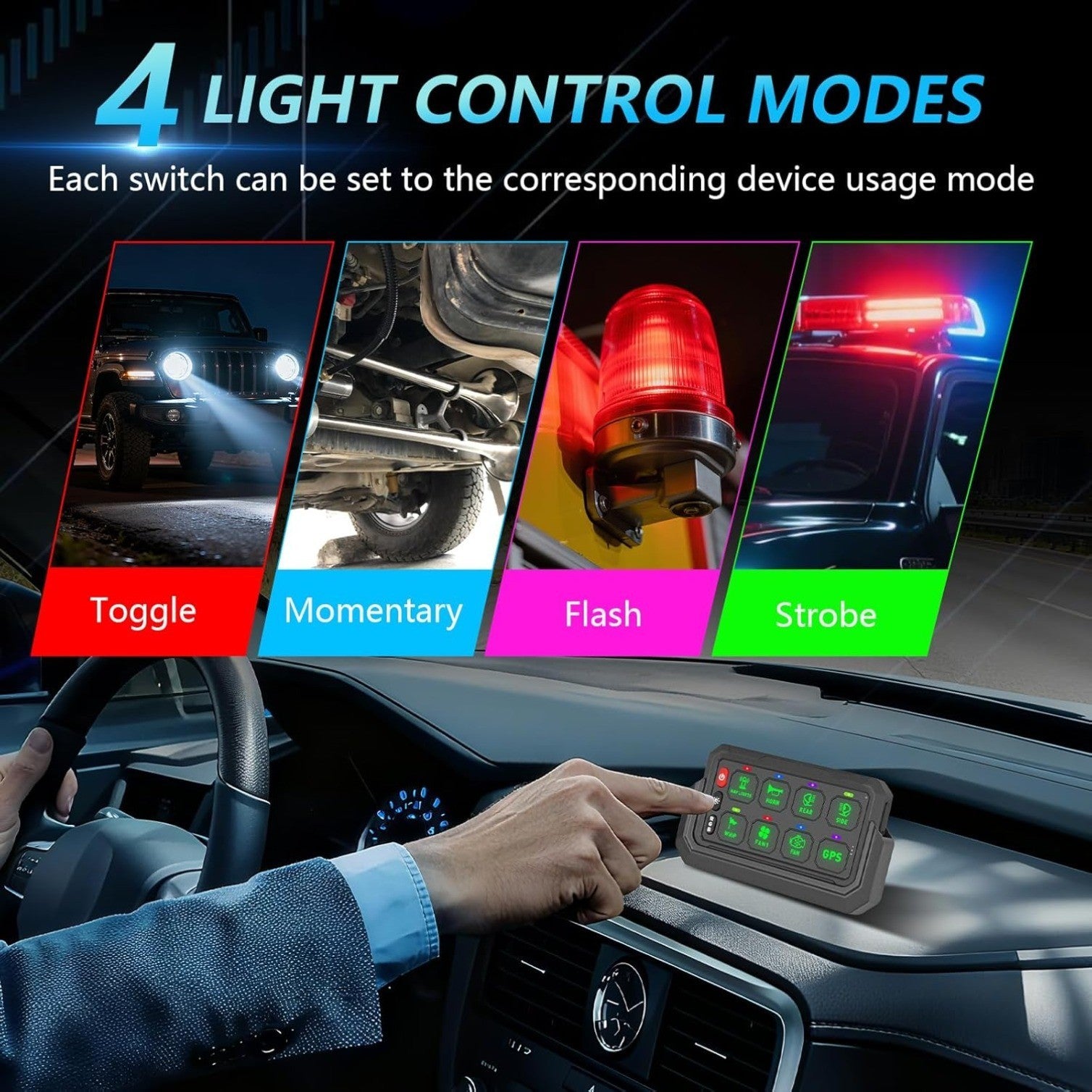 8 Gang RGB Wireless Switch Panel, Remote Control Up to 100 m, Backlight