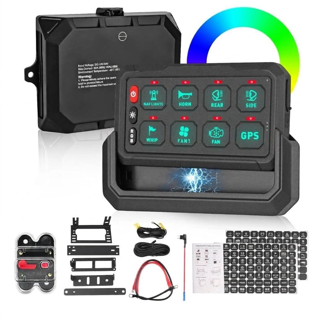 8 Gang RGB Wireless Switch Panel, Remote Control Up to 100 m, Backlight