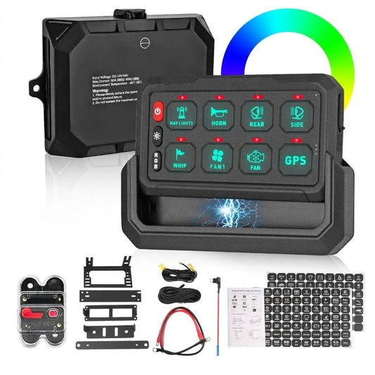 8 Gang RGB Wireless Switch Panel, Remote Control Up to 100 m, Backlight