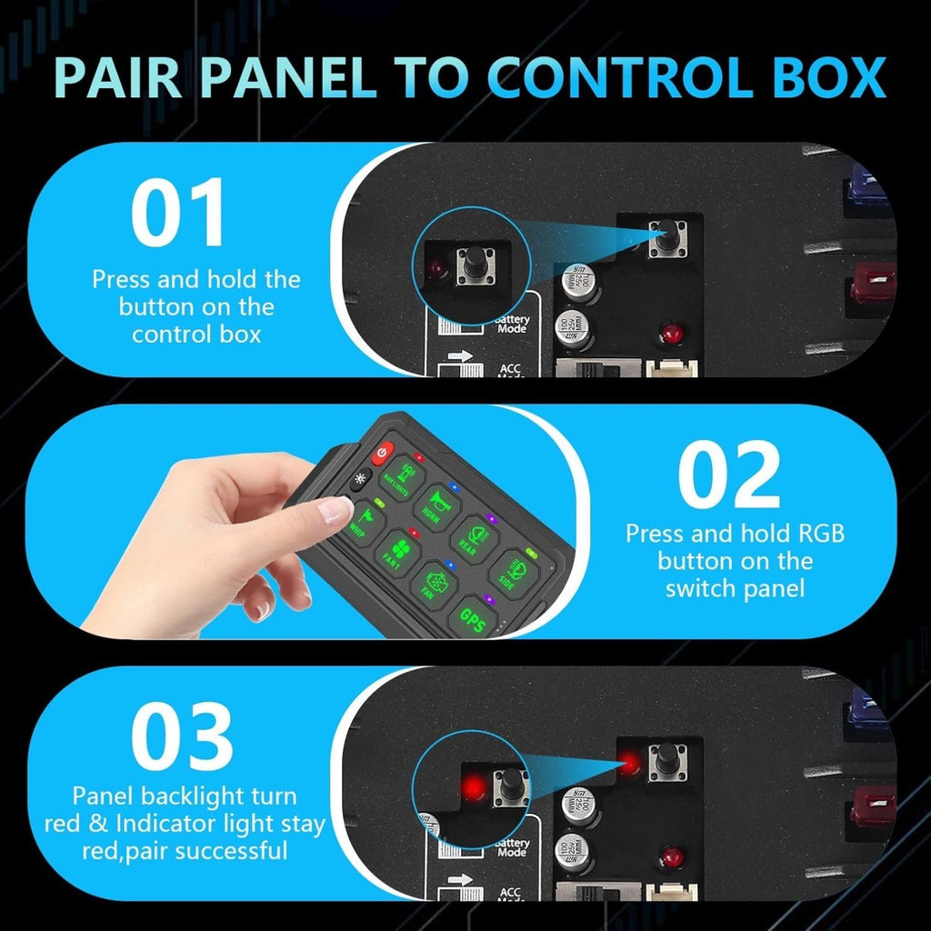 8 Gang RGB Wireless Switch Panel, Remote Control Up to 100 m, Backlight