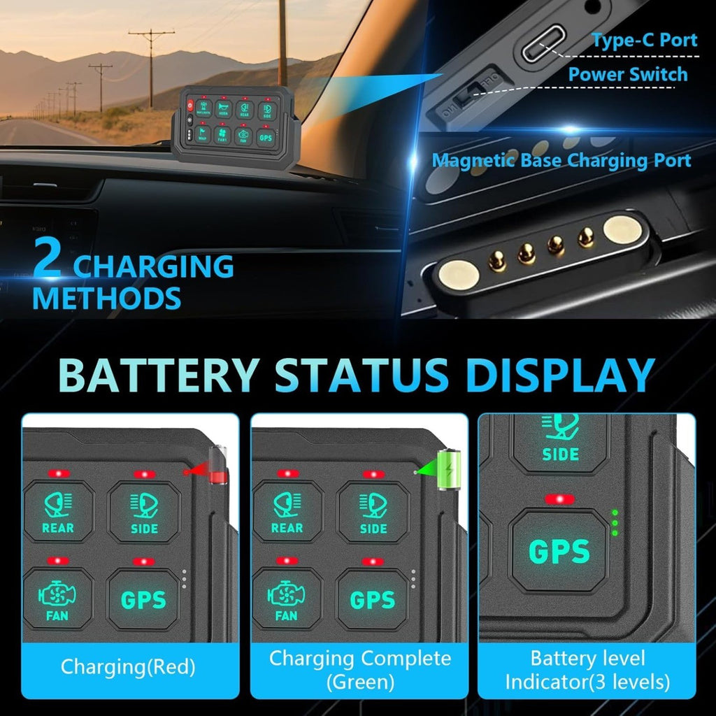 8 Gang RGB Wireless Switch Panel, Remote Control Up to 100 m, Backlight