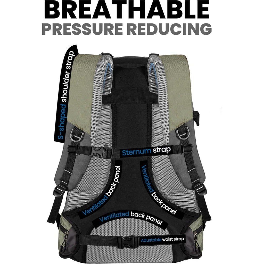 50L Hiking Backpack with High Strength Aluminum Support, with Rain Cover