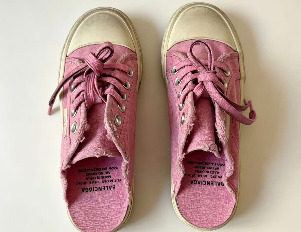 Pink Canvas Lace-Up Sneakers