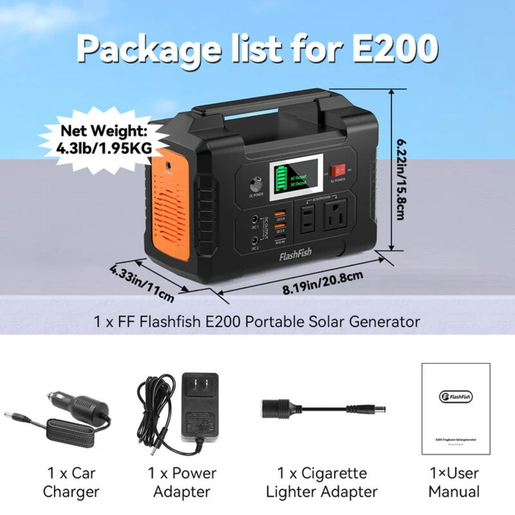 E200 Portable Power Station Solar Li-ion 200W 151Wh AC110V US Stock