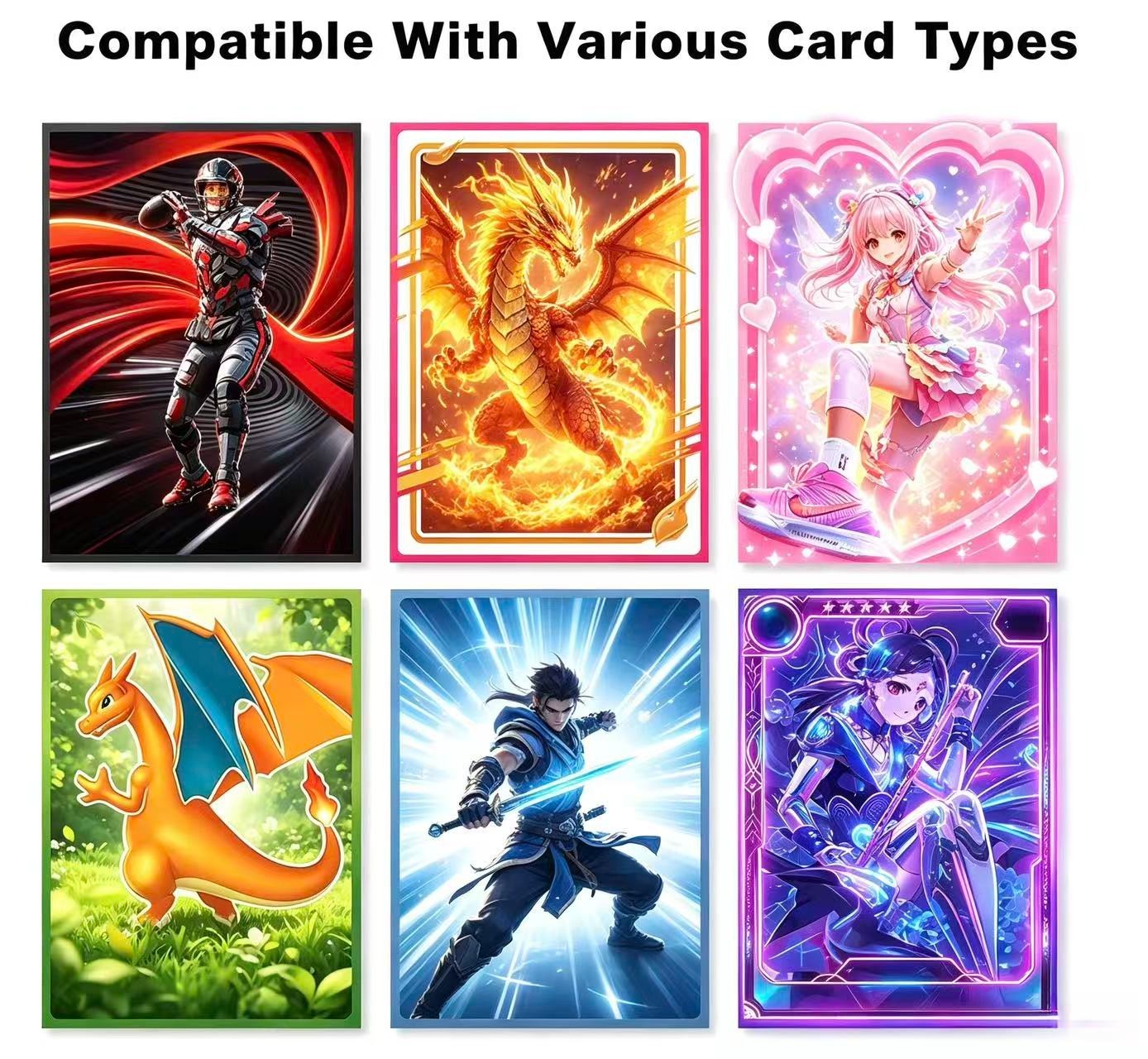 100 PCS Trading Card Sleeves Standard Size Card Protectors