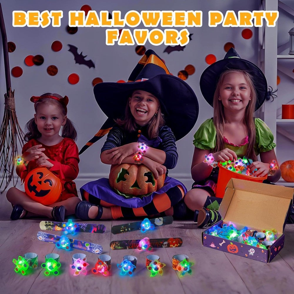 24 Pack Halloween Light Up Slap Bracelets Party Favors for Kids