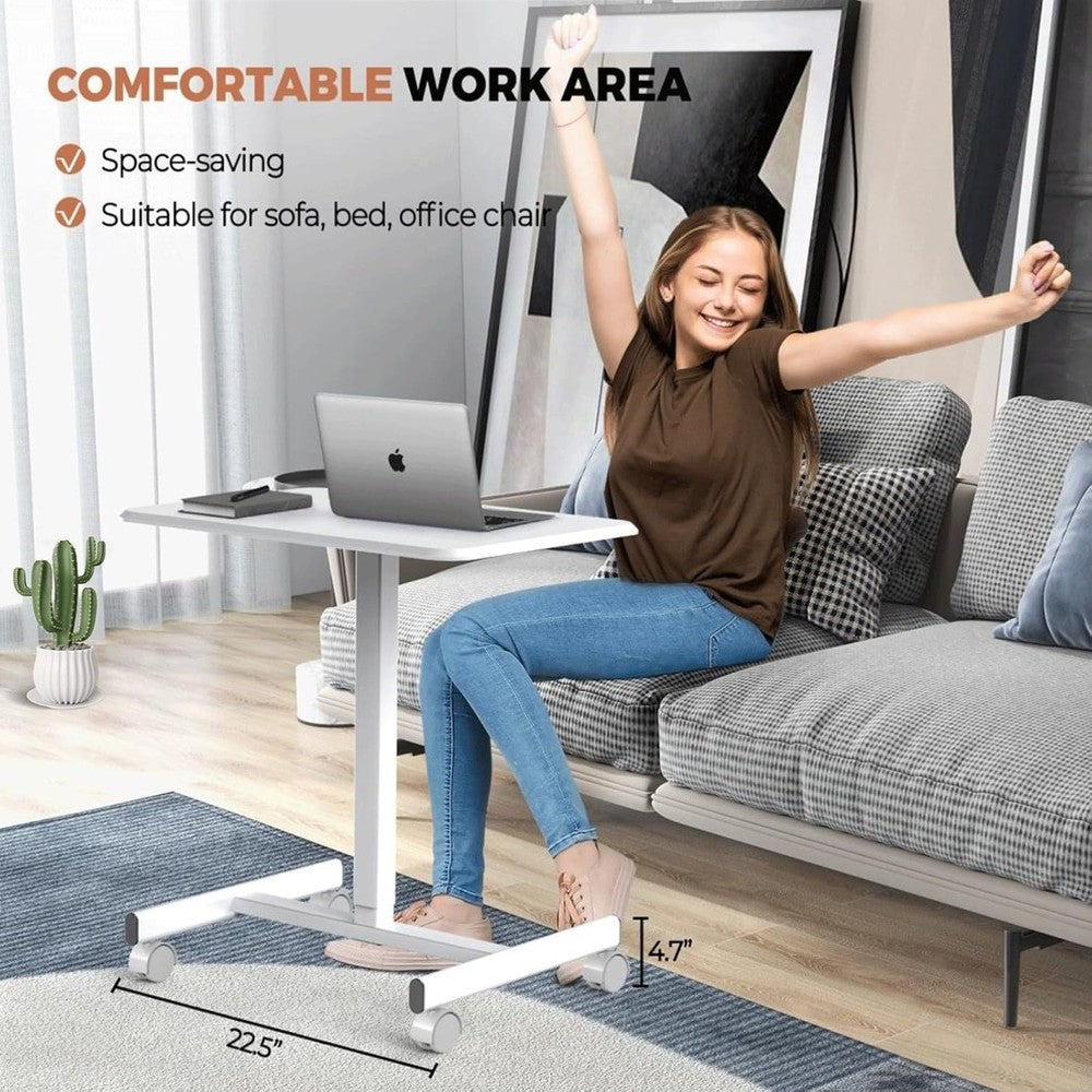 Mobile Standing Desk, Height Adjustable Rolling Cart with Wheels for Home Office