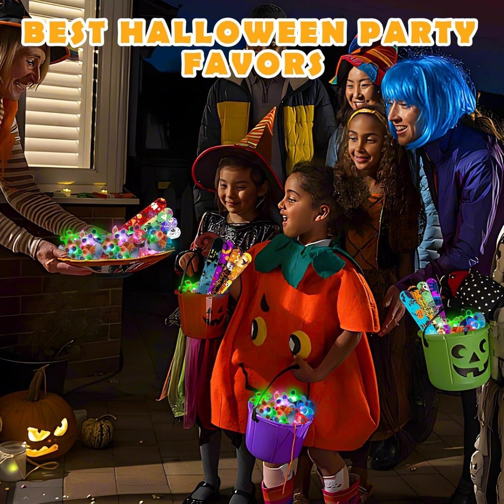 24 Pack Halloween Light Up Slap Bracelets Party Favors for Kids