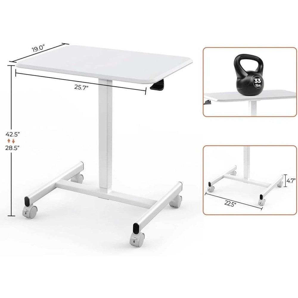 Mobile Standing Desk, Height Adjustable Rolling Cart with Wheels for Home Office