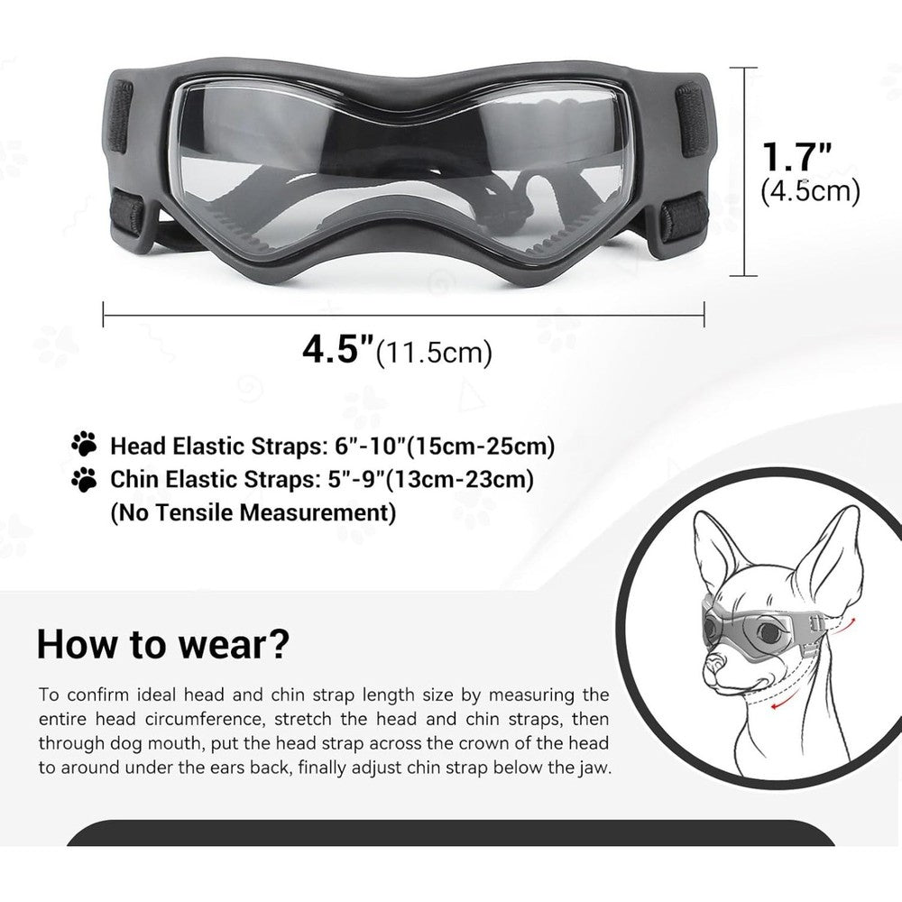 Dog Goggles Small Breeds, UV Protection Dog Glasses for Small Dogs, Adjustable
