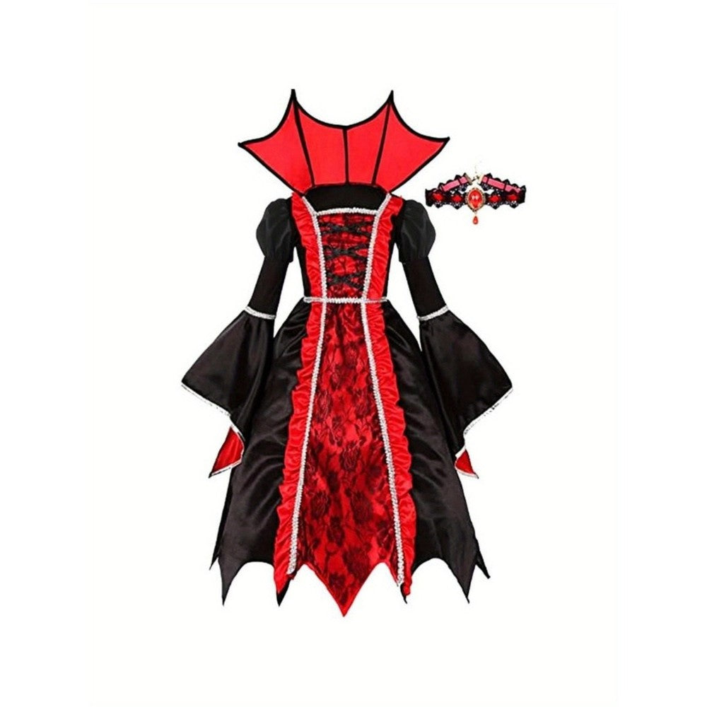 Royal Vampire Costume Girls - Deluxe Gothic Victorian Vampiress Halloween Party