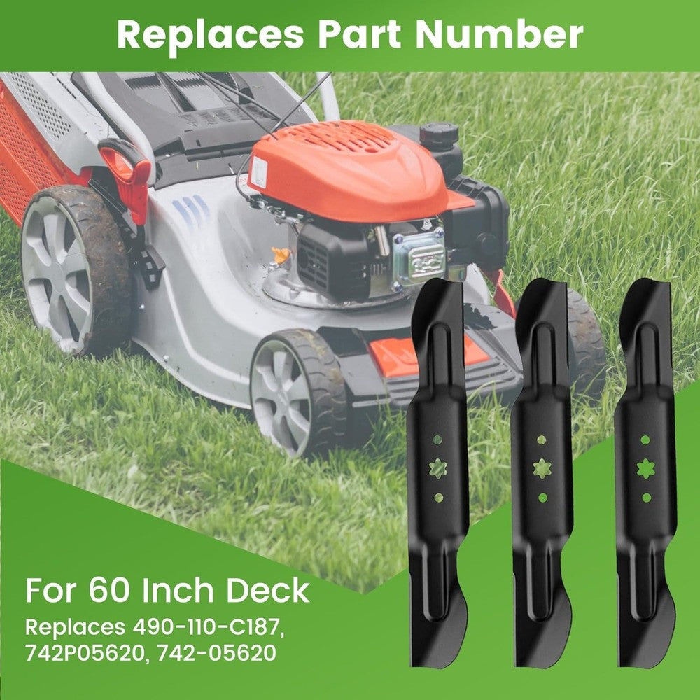 3 Pack 60" High Lift Blade Set, For Cub Cad et ZT2 ZT3 Ultima 60 KW FaB