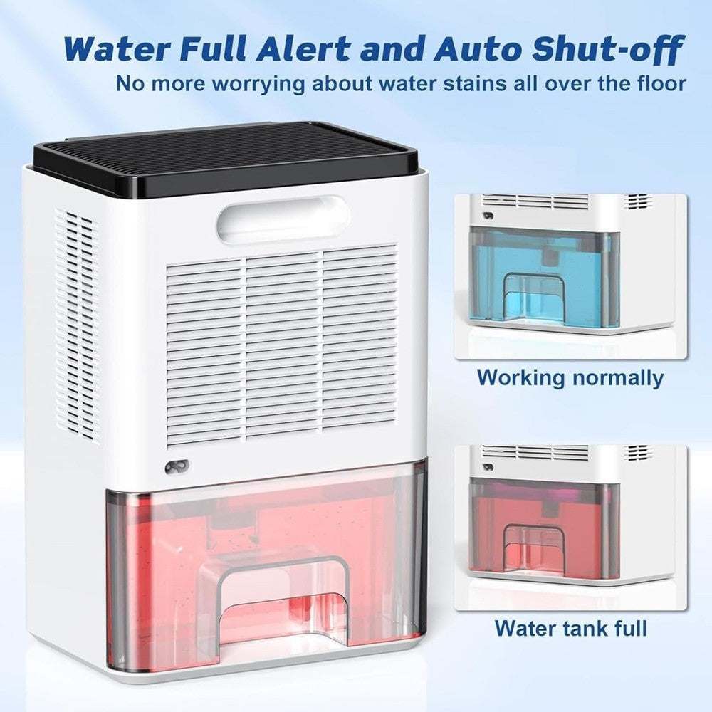 Quiet Dehumidifier for Bedroom with Auto Shut Off, 2 Dehumidification Modes