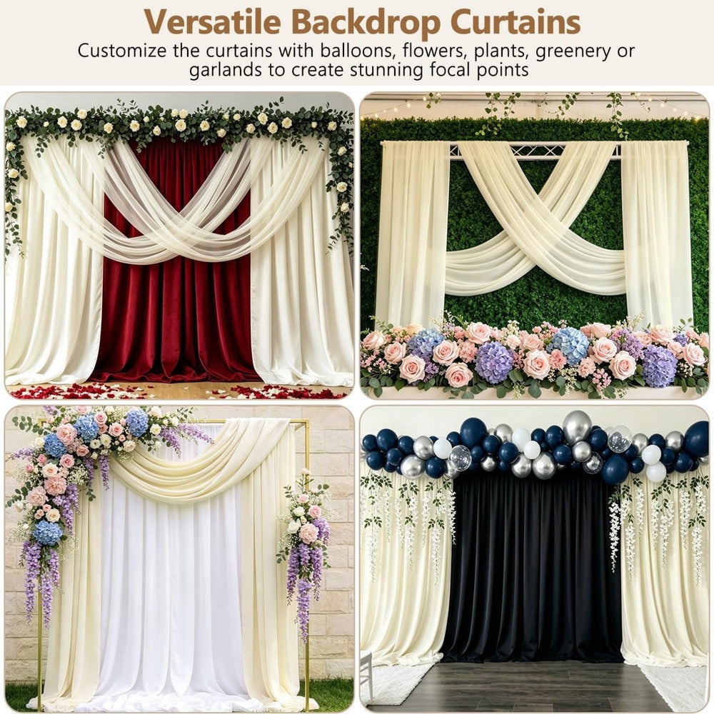 2-Pack 10x10ft Wrinkle-Free Ivory Backdrop Curtain Drapes, for Easy hanging