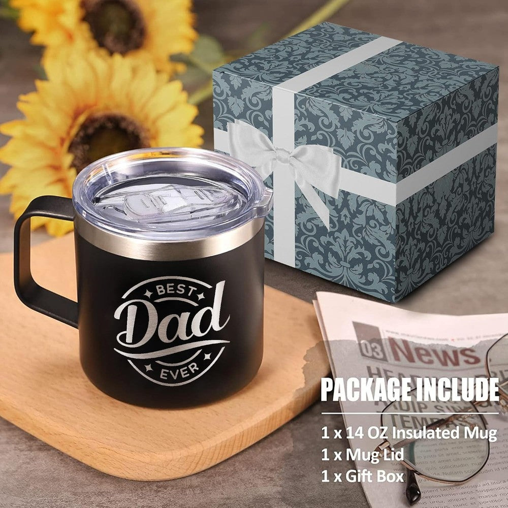 14oz Stainless Steel Tumbler with Lid for Fathers Day Mug from Daughter