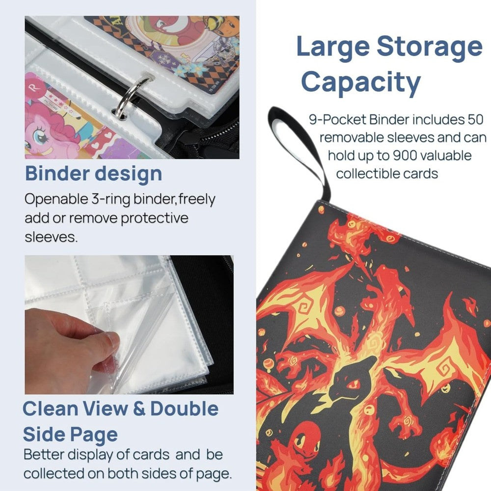 900 Cards Trading Sports Card Binder Holder Binder Albums with Zipper