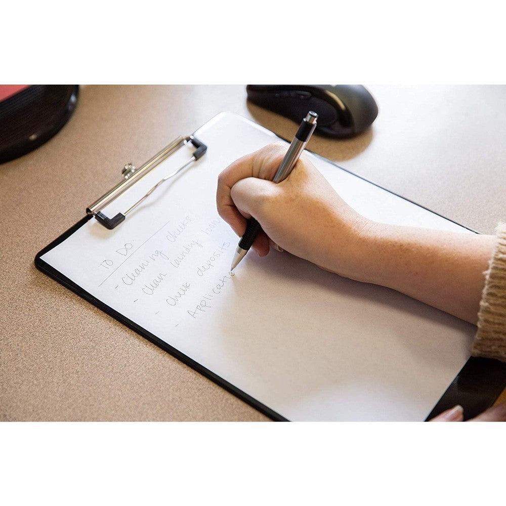 Set of 6 Black Plastic Clipboards-12.5x9 Inch Clipboard Holds 100 Sheets