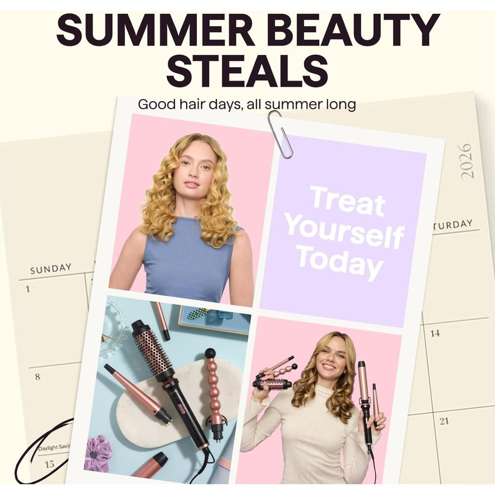 5 in 1 Multi Curling Wand Set with Thermal Brush and 4 Ceramic Curling Wand