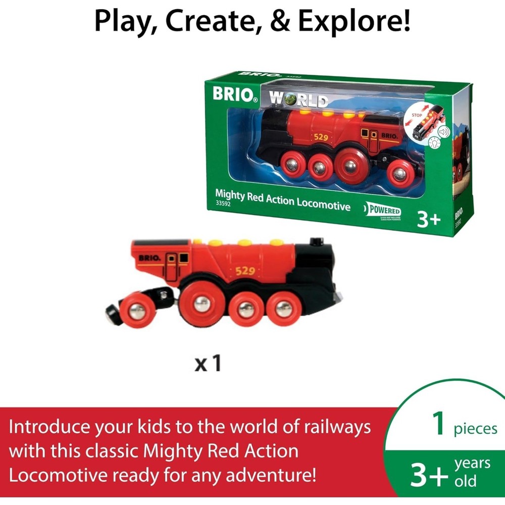 Battery-operated Toy Train for Wooden Track with Light & Sound for All BRIO Sets