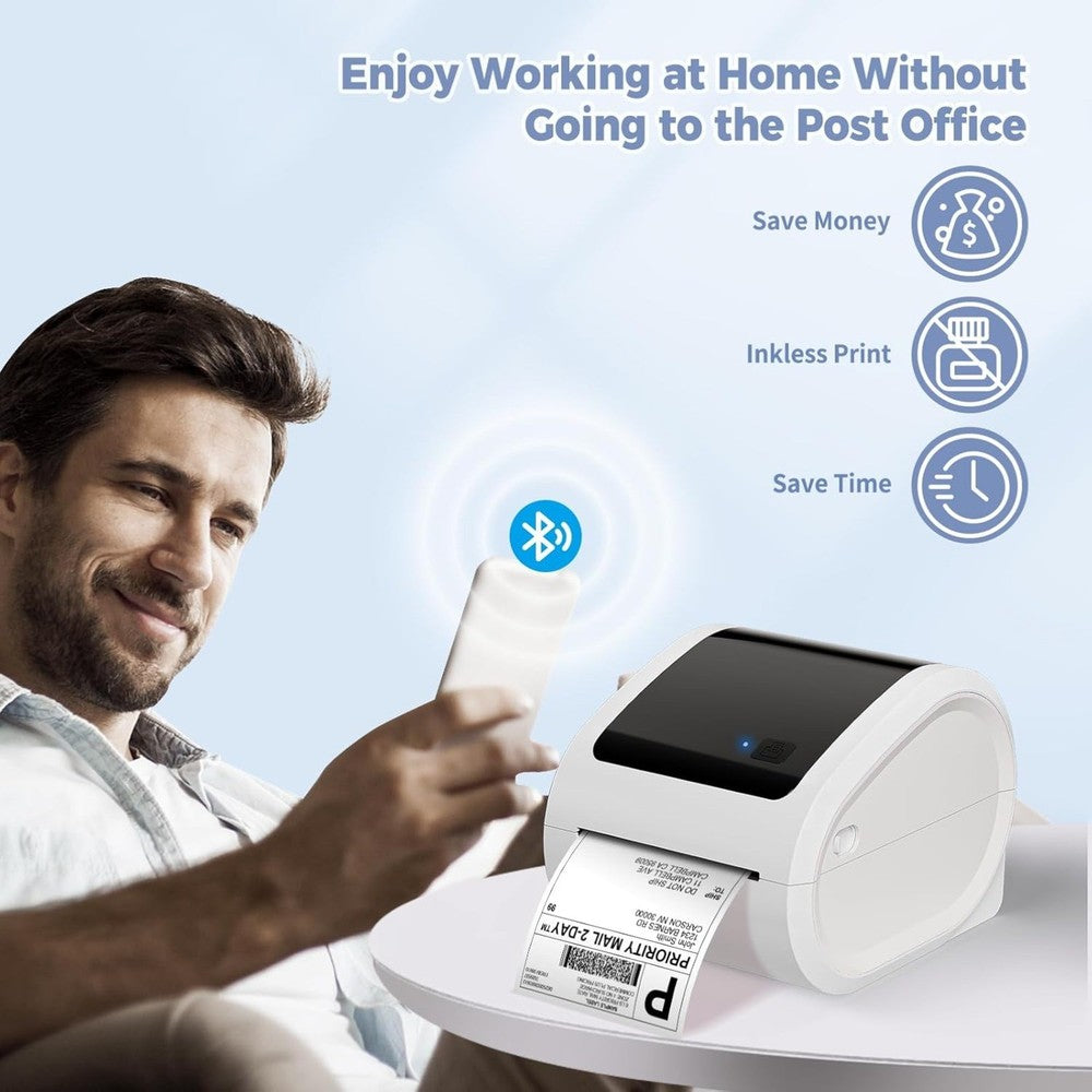 Bluetooth Thermal Label Printer 4x6 - D520BT Thermal Shipping Label Printer