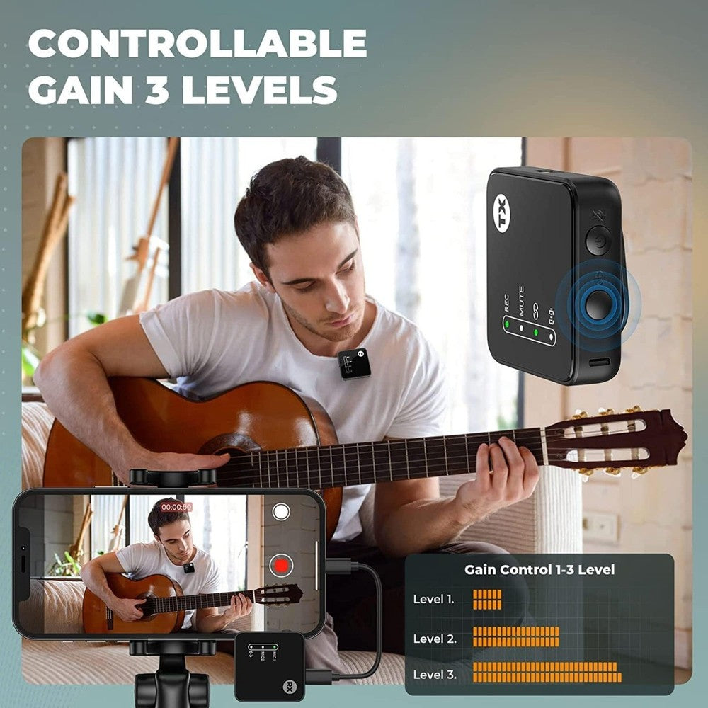 Wireless Lavalier Microphone for phones/DSLR Camera Camcorder, 2.4G Dual Channel