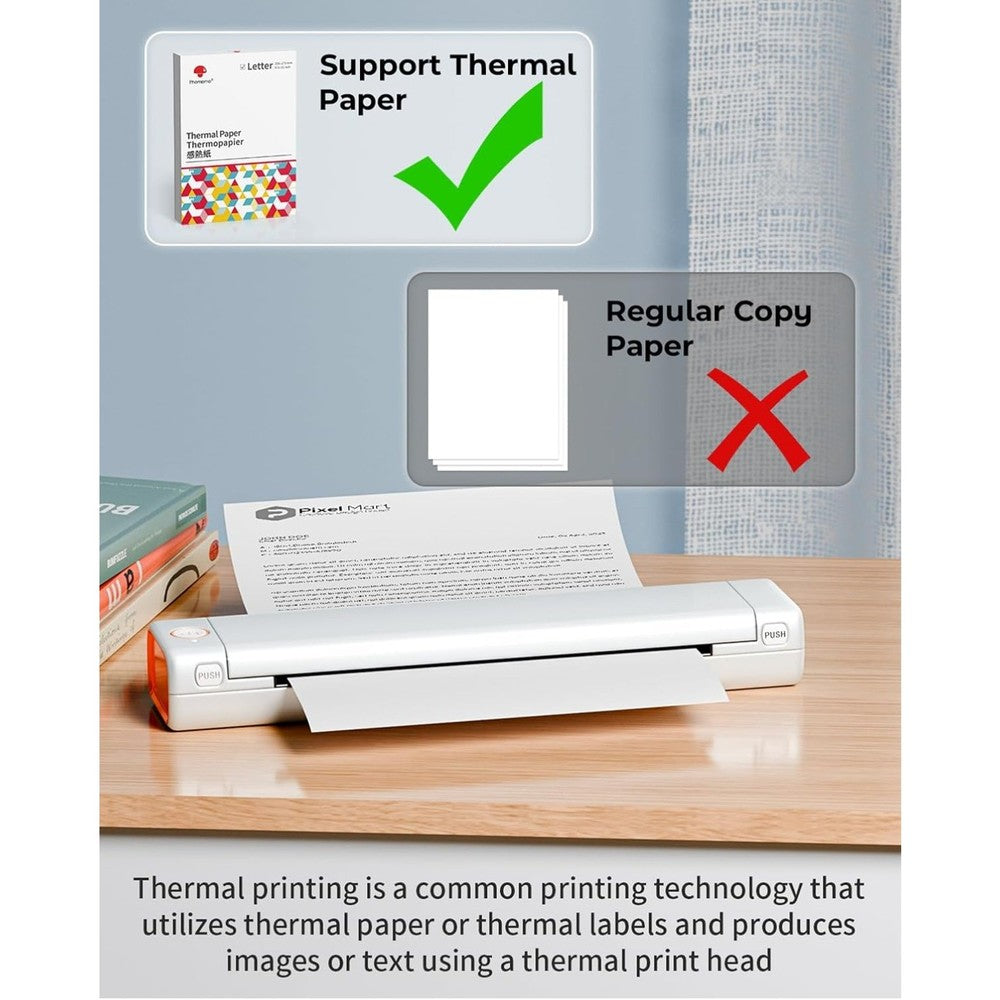 Printers Wireless for Travel, M08F Thermal Printer Support 8.5"x11" US Letter