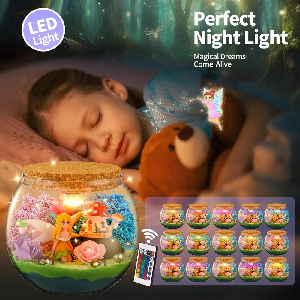 Fairy Garden Light Up Terrarium Kit for Kids, DIY Garden Crafts for Girls 8-12