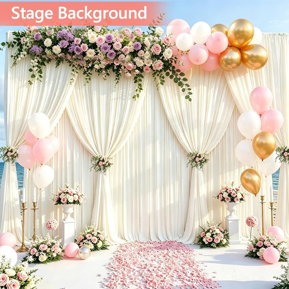 2-Pack 10x10ft Wrinkle-Free Ivory Backdrop Curtain Drapes, for Easy hanging