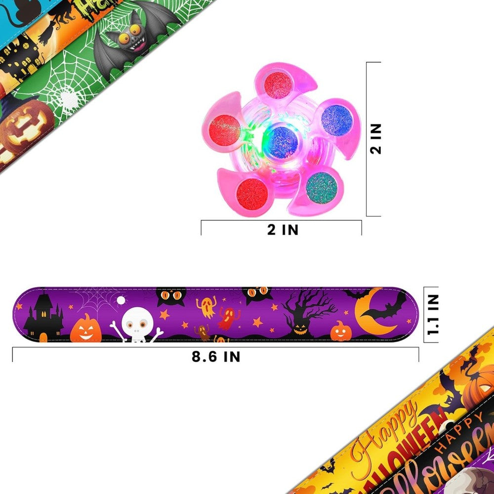24 Pack Halloween Light Up Slap Bracelets Party Favors for Kids