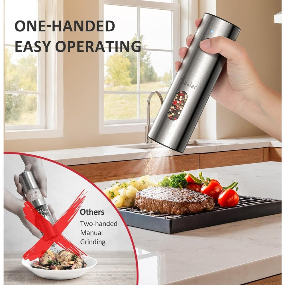 Rechargeable Salt and Pepper Grinder,Stainless Steel with Dual Charging Base